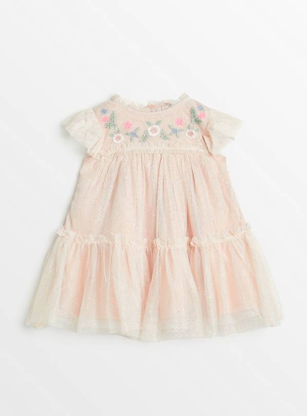 Pink Floral Tulle Party Dress 12-18 months
