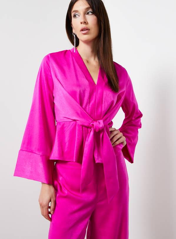 For All The Love Pink Kimono Wrap Co-ord Blouse 8