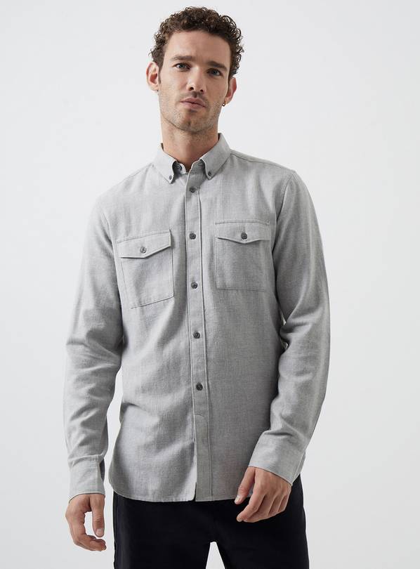 FRENCH CONNECTION Grey Pocket Flannel Shirt L