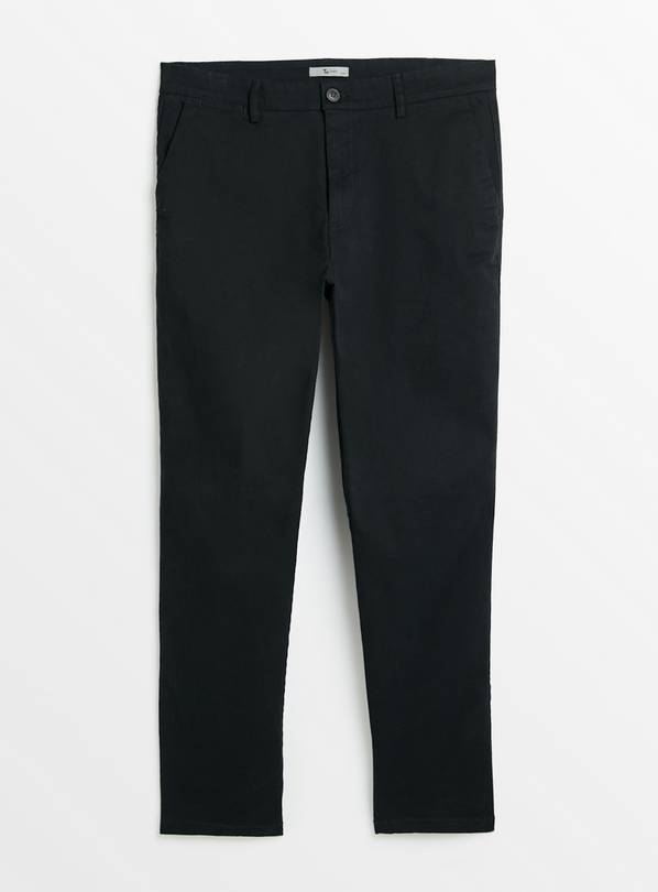 Black Straight Leg Chino Trousers 34L