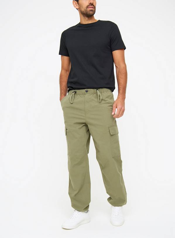 Khaki Loose Fit Cargo Trousers  30R