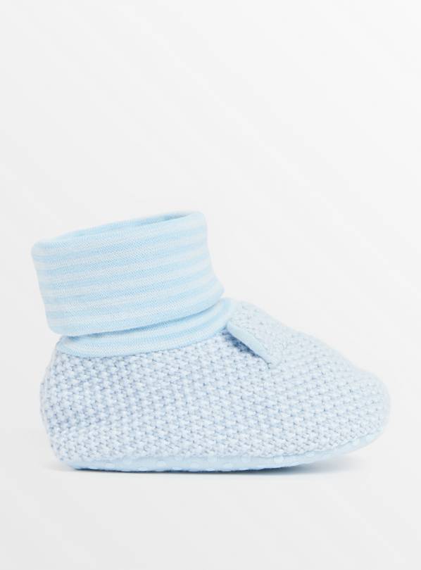 Blue Bear Knitted Pop-On Shoes  12-18 months