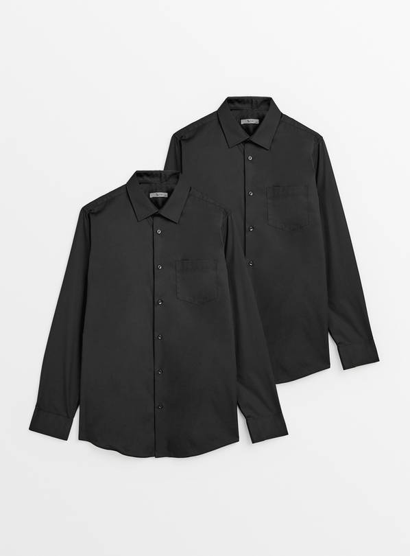 Black Regular Fit Formal Shirt 2 Pack 14.5