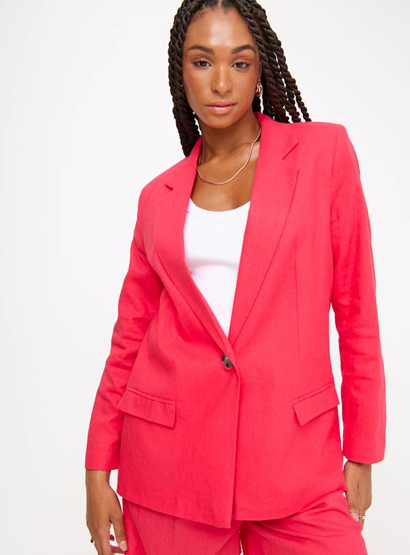 Pink Linen Blend Coord Blazer  12