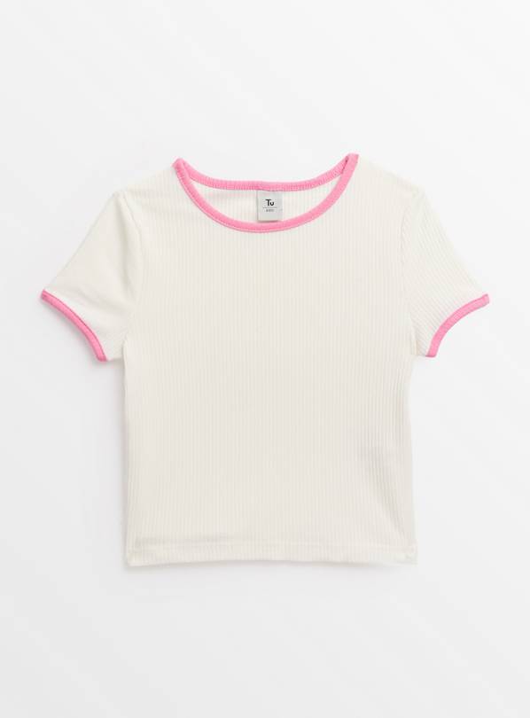 White Contrast Cropped T-Shirt 7 years