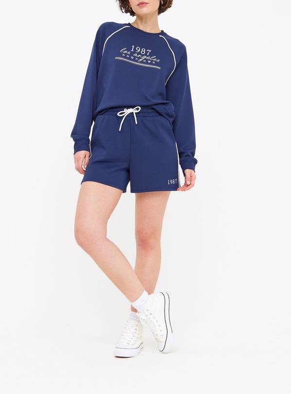 Navy Side Stripe Elevated Coord Shorts  XXL