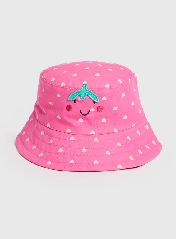 Pink Strawberry Novelty Bucket Hat 1-2 years