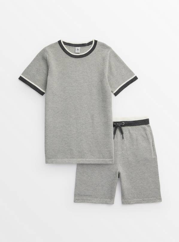 Grey Knitted T-Shirt & Shorts Set 9 years