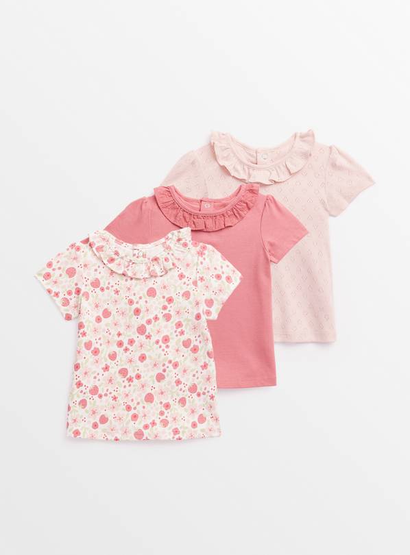 Strawberry Pink T-Shirt 3 Pack Up to 3 mths
