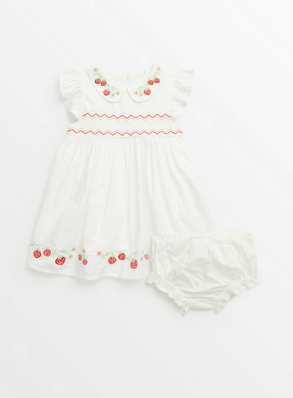 Strawberry Embroidered Dress & Bloomers Set 12-18 months
