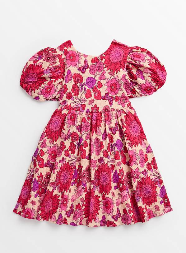 Pink Floral Bloom Woven Short Sleeve Dress 12 years
