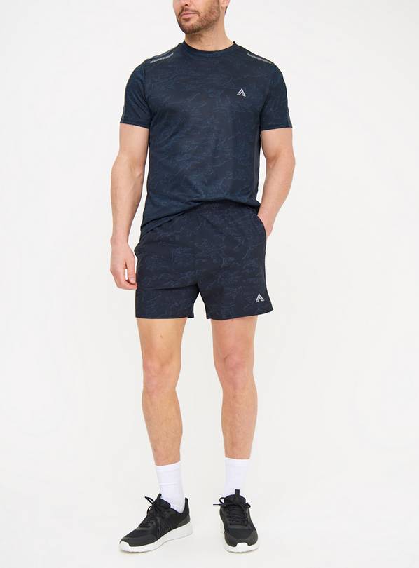Active Navy Printed Short Leg Shorts XXL
