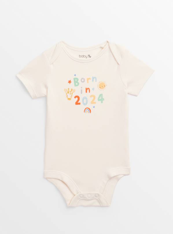 Born In 2024 Short Sleeve Bodysuit Up to 3 mths