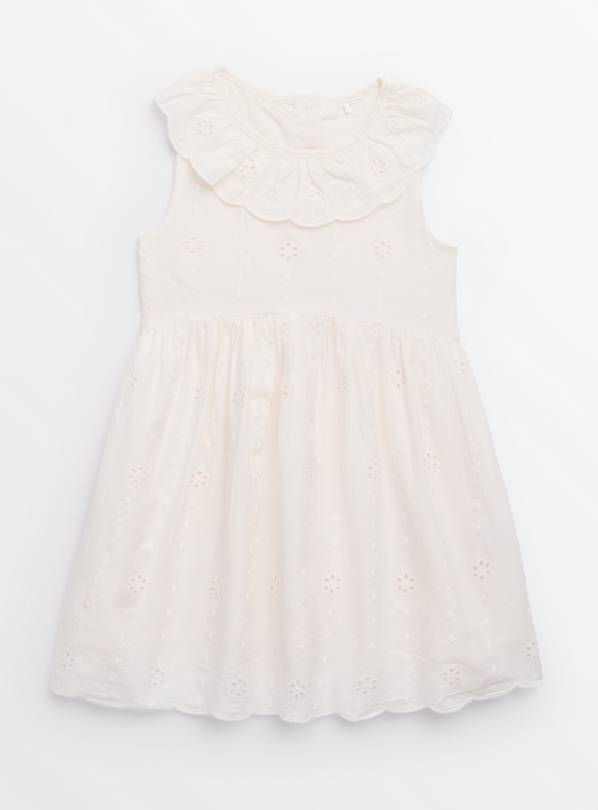 White Broderie Collar Dress Up to 3 mths