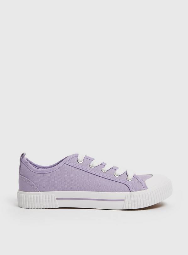 Lilac Eyelet Canvas Trainers 5