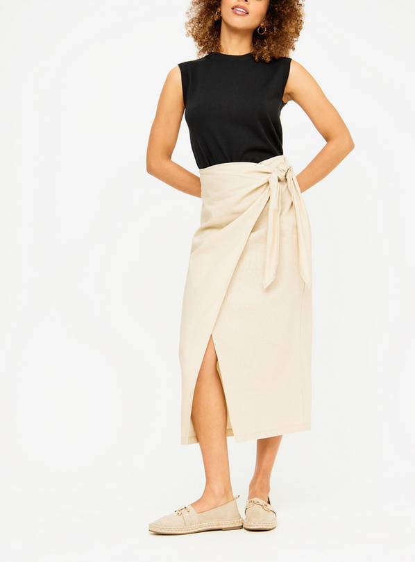 Cream Linen Rich Midaxi Wrap Skirt 24