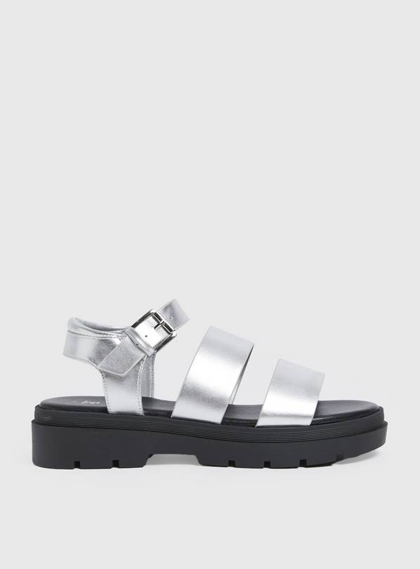 Silver Metallic Chunky Sole Sandals  8