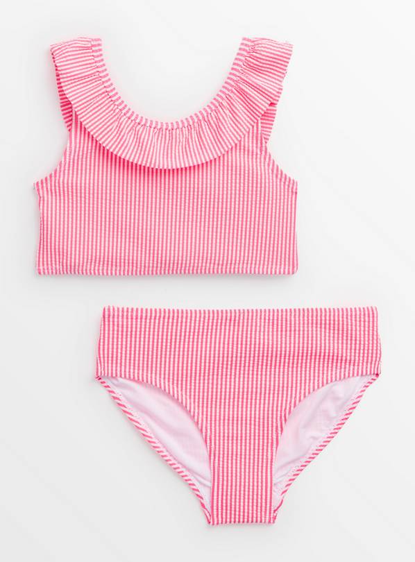Pink Stripe Frill Bikini Set  12 years