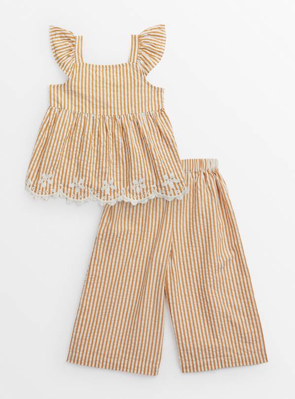 Yellow Stripe Broderie Top & Culottes Set 4-5 years