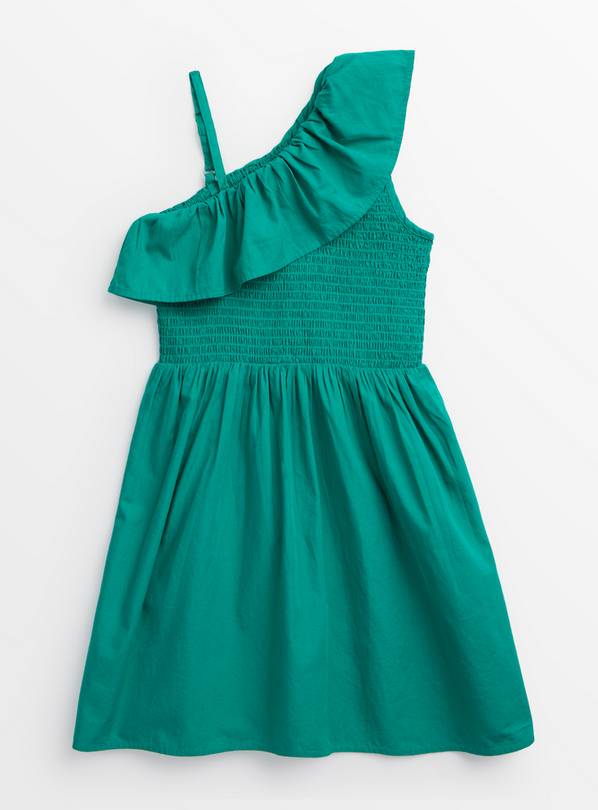 Green Woven One Shoulder Dress 7 years