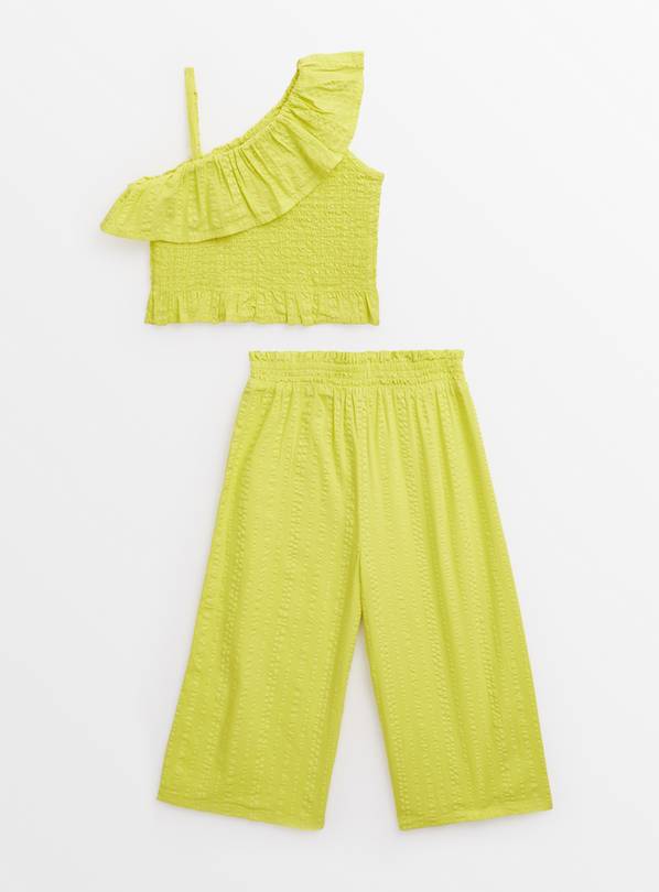 Lime Green One Shoulder Top & Trousers Set 5 years
