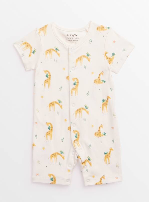 Giraffe Print Short Sleeve Romper 3-6 months