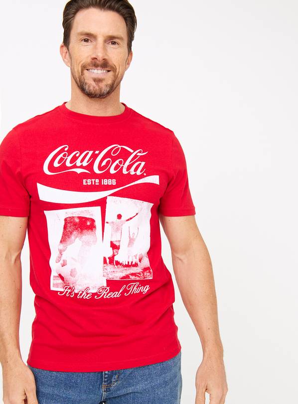 Coca Cola Red Football Graphic T-Shirt L