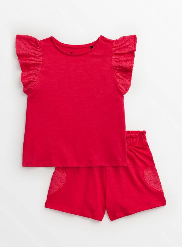 Pink Broderie T-Shirt & Shorts Set 5-6 years