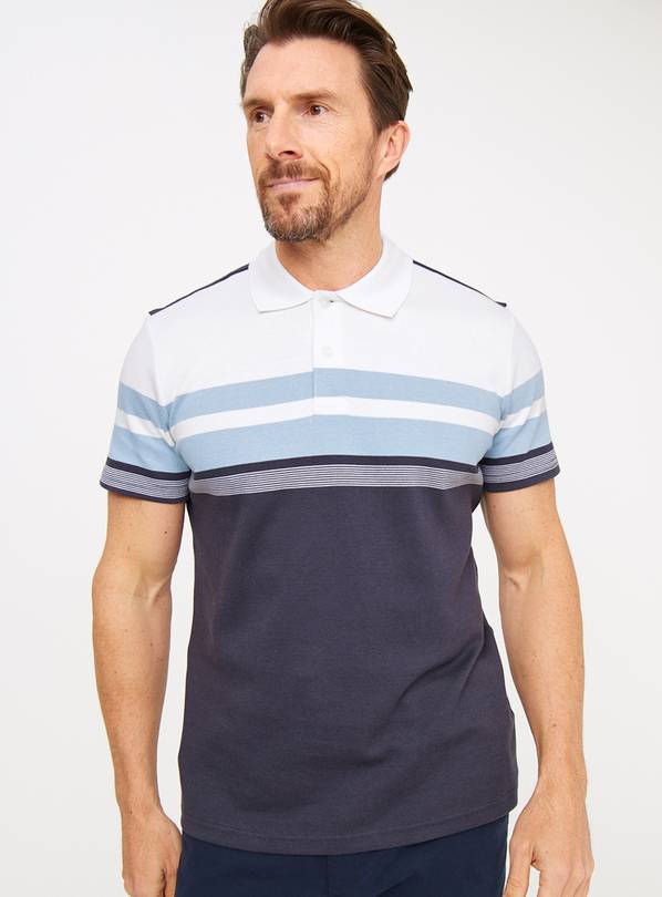 Blue Stripe Short Sleeve Polo Shirt XXL