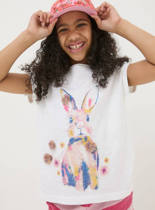 FATFACE Watercolour Bunny T-Shirt 5-6 Years