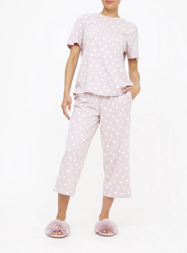 Dusky Pink Spot Print Pyjama Bottoms S