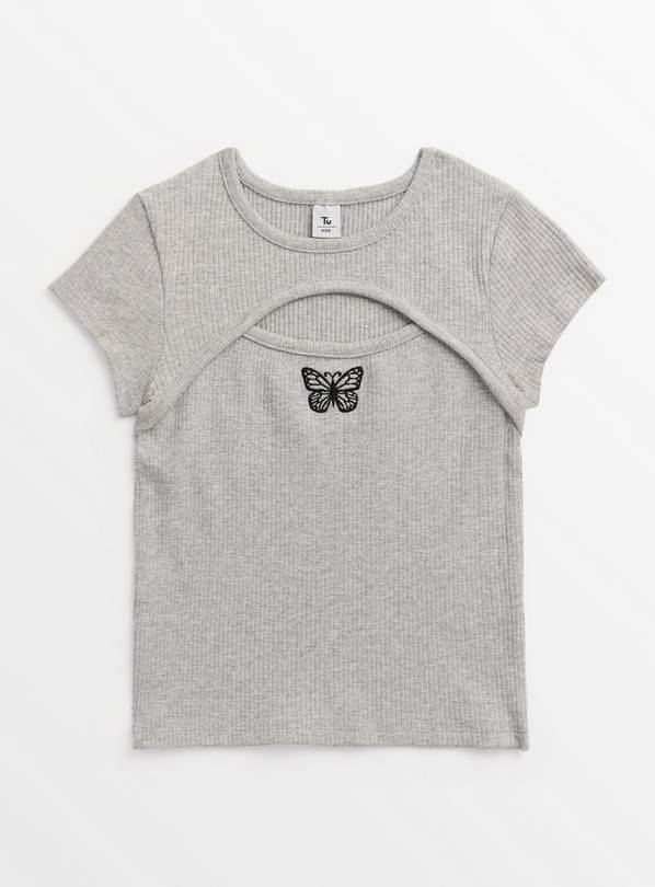 Grey Cut Out Butterfly Top 9 years