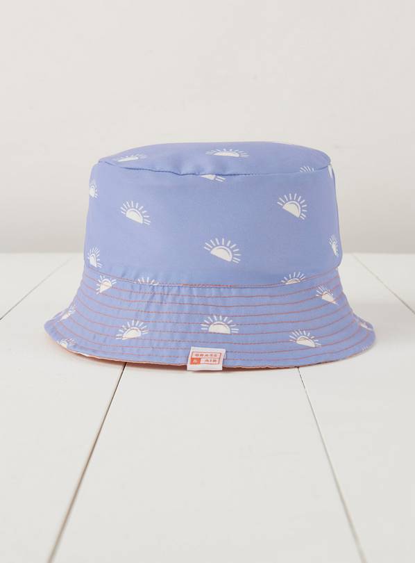 GRASS & AIR Sun Print Reversible Bucket Hat Lavender 1-2 years