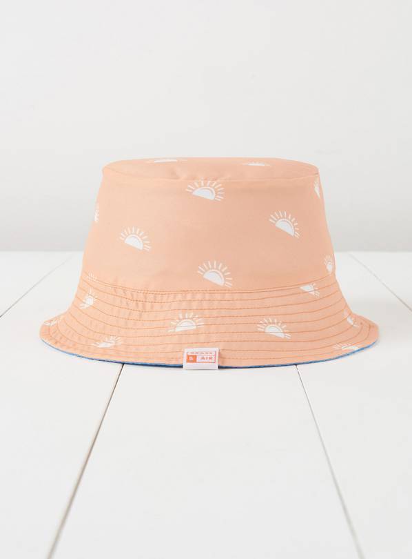 GRASS & AIR Sun Print Reversible Bucket Hat Peach 1-2 years