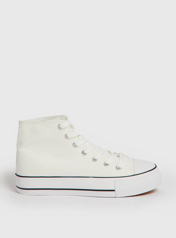 White Platform High Top Canvas Trainers 8