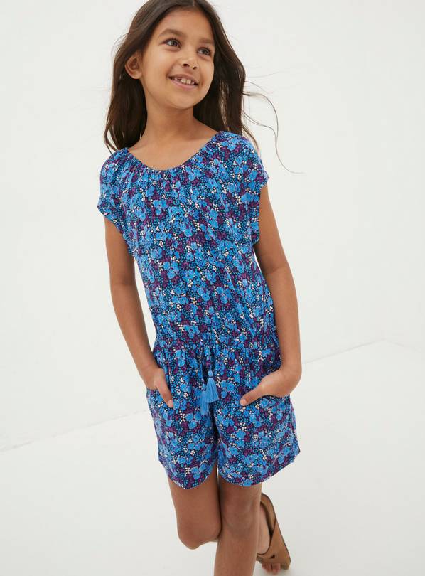 FATFACE Ink Floral Printed Playsuit 7-8 years