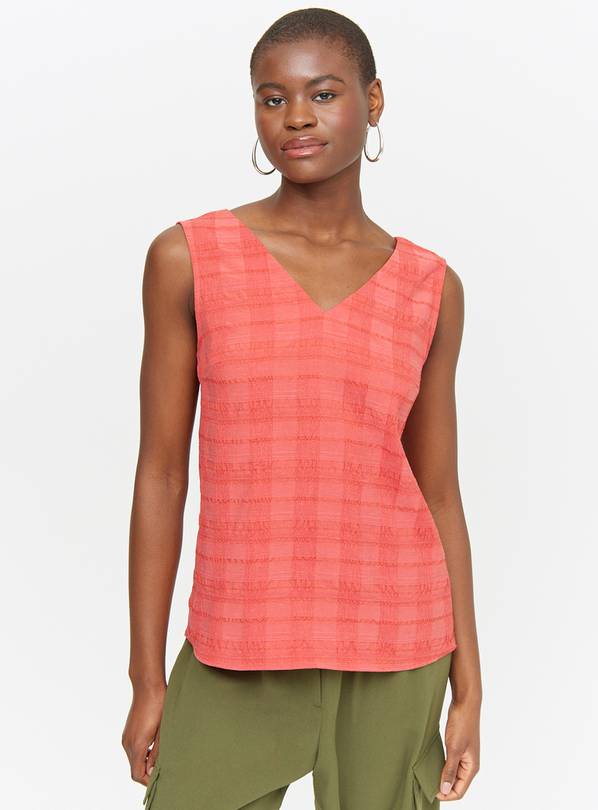 Red Checked Print Sleeveless Top 22