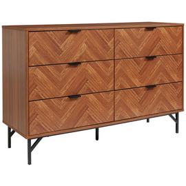 Lloyd Pascal Dark Chevron 6 Drawer Chest - Dark Wood