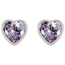 Radley Sterling Silver Purple Stone Heart Stud Earrings