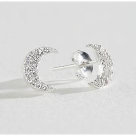 Revere Sterling Silver Cubic Zirconia Moon Stud Earrings