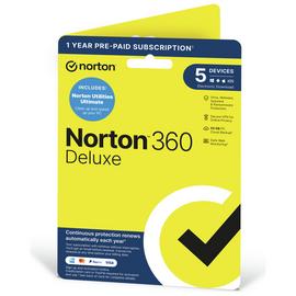 NORTON 360 Deluxe - 5 Device, 1 year auto-renew subscription