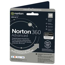 NORTON 360 Advanced - 10 Devices, 1 year auto-renewal