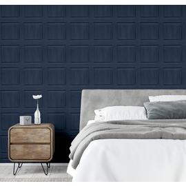 Arthouse Washed Panel Navy Wallpaper