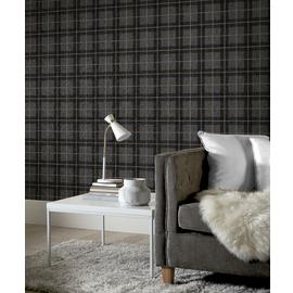 Arthouse Heritage Check Wallpaper - Grey/Copper