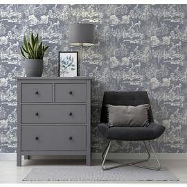 Arthouse Meadow Hare Wallpaper - Navy