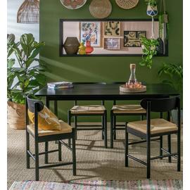 Habitat Nel Rectangle Black Dining Table & 4 Black Chairs