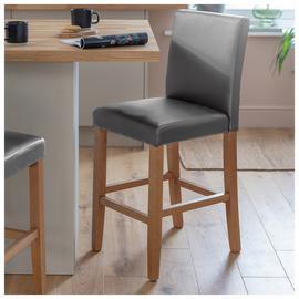 Argos Home Winslow Faux Leather Bar Stool - Grey