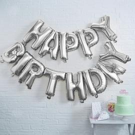 Ginger Ray Silver Foil Happy Birthday Balloon Bunting