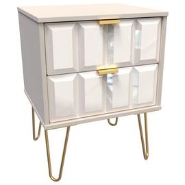 Livara Calvello 2 Drawer Bedside Table - Off White