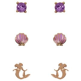 Disney Gold and Purple Crystal Stud Earrings Set of 3